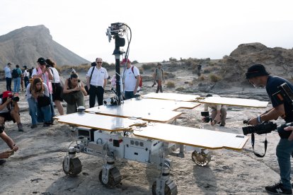 Pruebas en Tabernas de Charlie, el prototipo del rover marciano que se enviará a Marte en 2028.