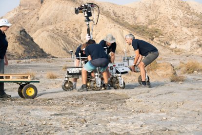 Pruebas en Tabernas de Charlie, el prototipo del rover marciano que se enviará a Marte en 2028.