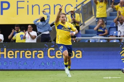 Celebrar su primer gol de plata con Las Palmas ha disparado la ilusión.