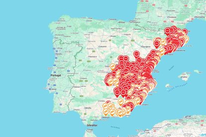 Distribución de los establecimientos Consum en España.