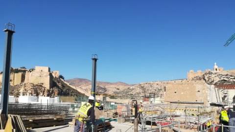 Vista de las obras de la Casa Consistorial en su terraza