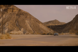 Fotograma del anuncio del décimo aniversario de Netflix España que confunde Almería con Málaga.