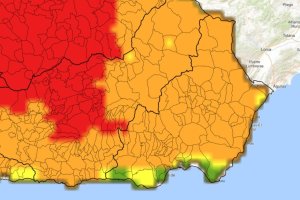 Mapa del índice de riesgo de incendio en Almería, según la Rediam de la Junta de Andalucía.