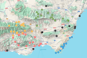Captura del mapa interactivo de Senderos de Almería.