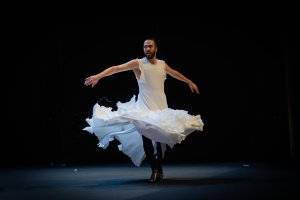 Julio Ruiz, durante la representación de ‘La Familia’ el sábado en Roquetas.