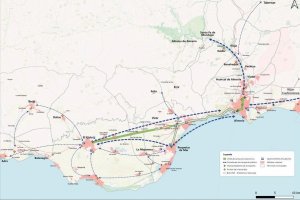 Mapa del futuro sistema de transporte planteado en este plan
