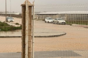 Acumulación de agua en El Ejido con motivo de las intensas lluvias.