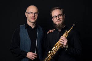 El saxofonista francés Vincent David y el saxofonista almeriense Luisma González Jiménez.