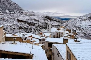Así amanecía el municipio de Bacares en Los Filabres este martes.