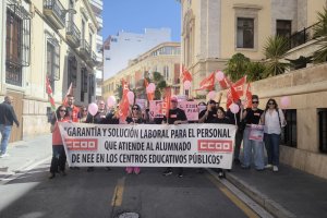 El Personal Técnico de Integración Social (PTIS), concentrados frente a la Subdelegación del Gobierno en Almería.