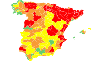Mapa de niveles de riesgo para la salud por zonas de meteosalud.