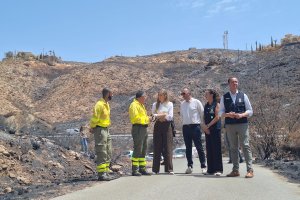 La ministra para la Transición Ecológica y Reto Demográfico, Sara Aagesen, visita las zonas afectadas por el incendio en Bédar.