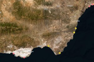 Mapa de impactos urbanísticos y climáticos en la costa española.