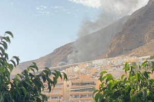 Imagen de la columna de humo provocada por el incendio del turismo.