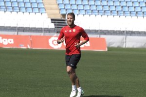 Morcillo en el entrenamiento de este miércoles.