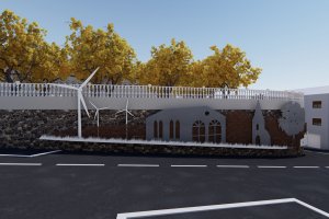 Aspecto que tendrá el muro de contención.