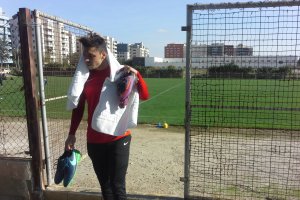 Ximo Navarro, después del primer entrenamiento de 2017.