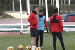 Marco Motta entrenando con el Almería.