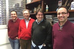 De izquierda a derecha, el economista Juan Evangelista Trinidad, los físicos Javier de las Nieves y Joaquín Clara y el matemático Miguel Ángel Sánche