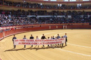 La escuela exhibió una reivindicativa pancarta el festival del pasado año.