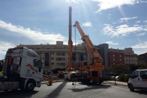 Lugar del accidente donde ha volcado el camión.