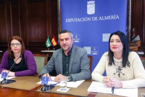 Los diputados  socialistas Ángeles Castillo, Juan AntonioLorenzo y Anabel Mateos, ayer en Diputación.