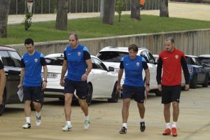 Joan Carrillo en su primer día de trabajo en el Almería.