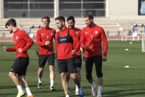 Isidoro en el entrenamiento de este miércoles.
