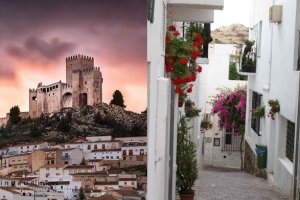 El Castillo de Vélez Blanco, majestuoso sobre el pueblo, y estrechas y blancas calles adornadas de flores de Mojácar.