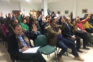 El concejal expulsado (primero por la izquierda) vota en la última Junta de Consorcio.