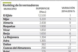 Superficie de invernaderos por municipios.