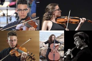 Los cinco músicos que actuarán mañana en la Compañía de María.