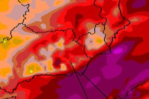 Mapa de intensidad de los vientos que se esperan hoy