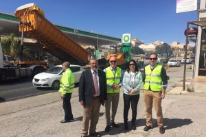 El delegado de Fomento (segundo por la izquierda) visitó ayer los trabajos en Albox.