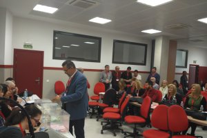 Valdivieso durante su votación en el XI Congreso de la?Unión Provincial de CCOO.