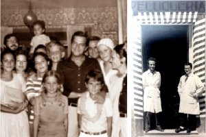 Adolfo Suárez con su familia y vecinos del Cabo de Gata de vacaciones en agosto de 1976 y Serafín Fernández (Dcha.) y el oficial Francisco Corral, en
