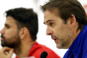 Julen Lopetegui junto a Diego Costa.