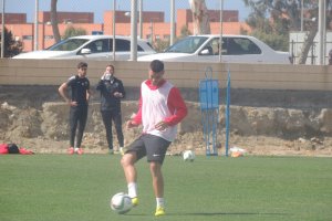 Sillero en el entrenamiento de este lunes en la Vega de Acá.