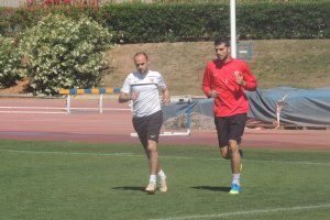 Javi Álamo, con el recuperador.