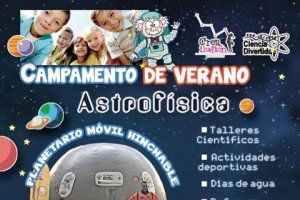 Cartel del Campamento de Verano Astrofísica de Ciencia Divertida Almería