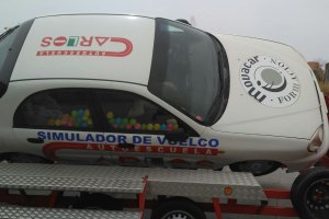 Simulacro del vuelco de un coche.