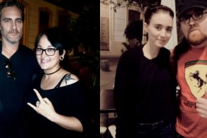 Joaquin Phoenix junto a Lola García y Rooney Mara con Juan "Puñias", anoche.