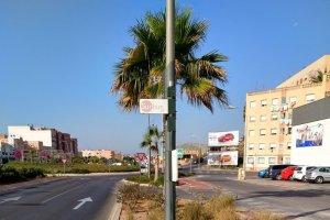 Parada de bus instalada en una jardinera.