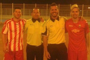 Paquito, tercero de derecha a izquierda en su última visita a Almería.