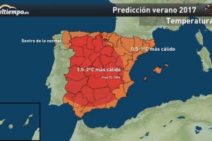 Mapa de previsiones de temperaturas para este verano
