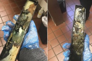 La fotografía de un ex empleado de Mcdonal"s muestra un tubo que pertenece a la máquina de helados. / Twitter