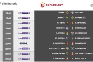 Horarios de la Copa del Rey.