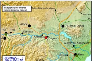 Imagen del IGN donde muestra el epicentro del temblor.