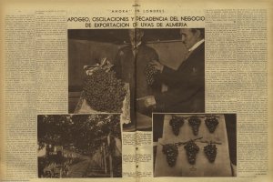 Reportaje a doble página de 1932 en la revista ilustrada "Ahora" sobre la pérdida de mercados de la uva almeriense.