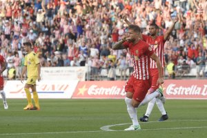 Morcillo celebrando el último gol de la pasada temporada.